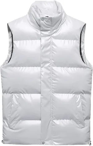 Men's Lightweight Puffer Vest Mens Down Vest Winter Warm Cotton Padded Sleeveless Jackets Waistcoat