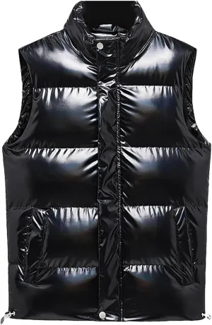 Men's Lightweight Puffer Vest Mens Down Vest Winter Warm Cotton Padded Sleeveless Jackets Waistcoat