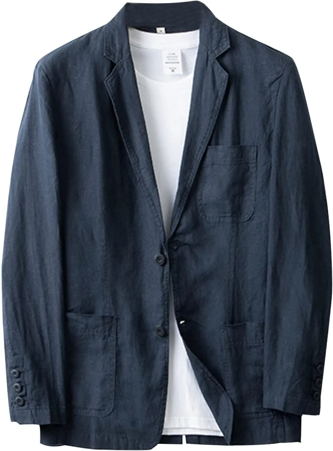 Men's Linen Suit Blazer Jacket Two Button Suits Jackets Lightweight Sports Coat Solid Color Blazers