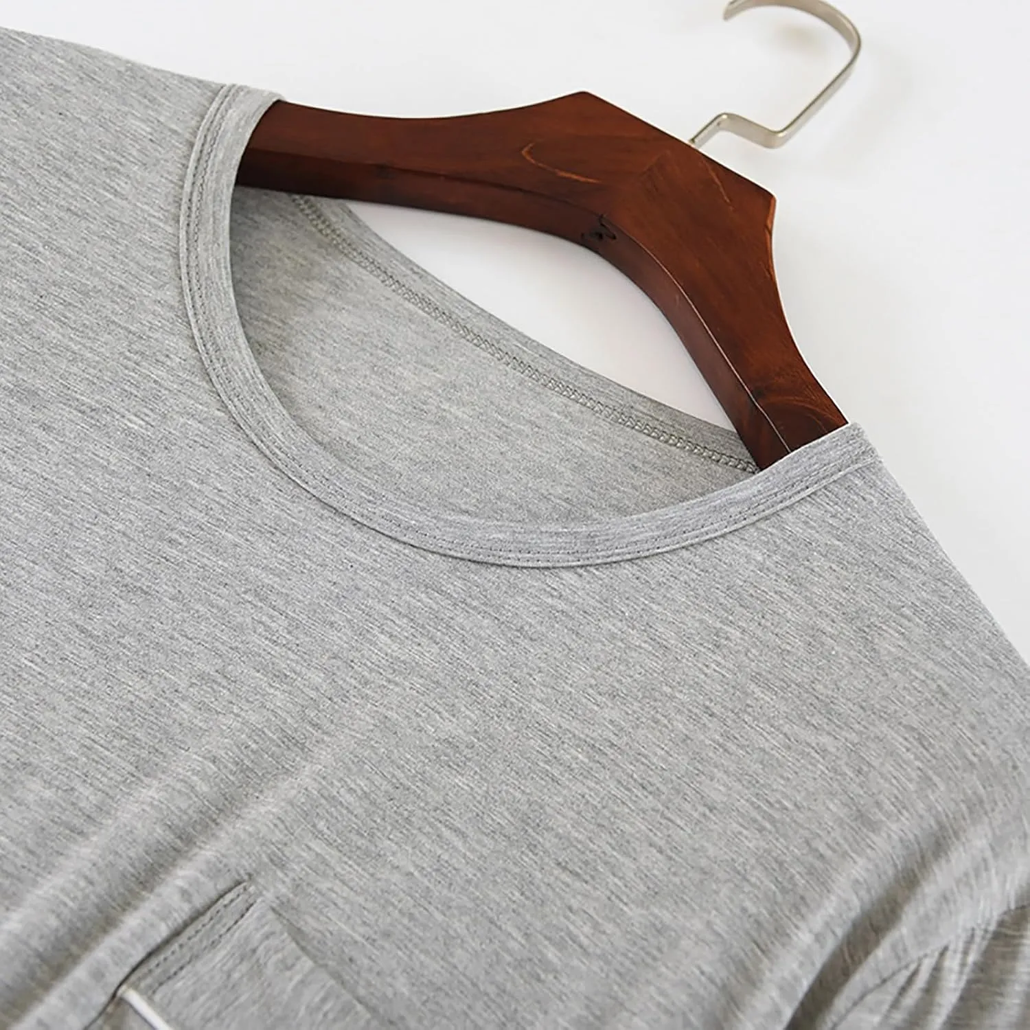 Mens Modal Cotton Lounge T-Shirt Short Sleeve Soft Lightweight Pajama Tops Round Neck Tee Top Loungewear