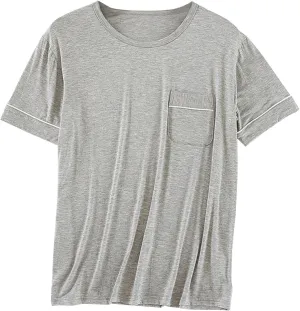 Mens Modal Cotton Lounge T-Shirt Short Sleeve Soft Lightweight Pajama Tops Round Neck Tee Top Loungewear