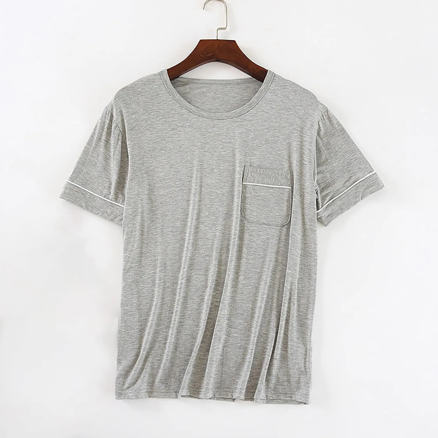 Mens Modal Cotton Lounge T-Shirt Short Sleeve Soft Lightweight Pajama Tops Round Neck Tee Top Loungewear