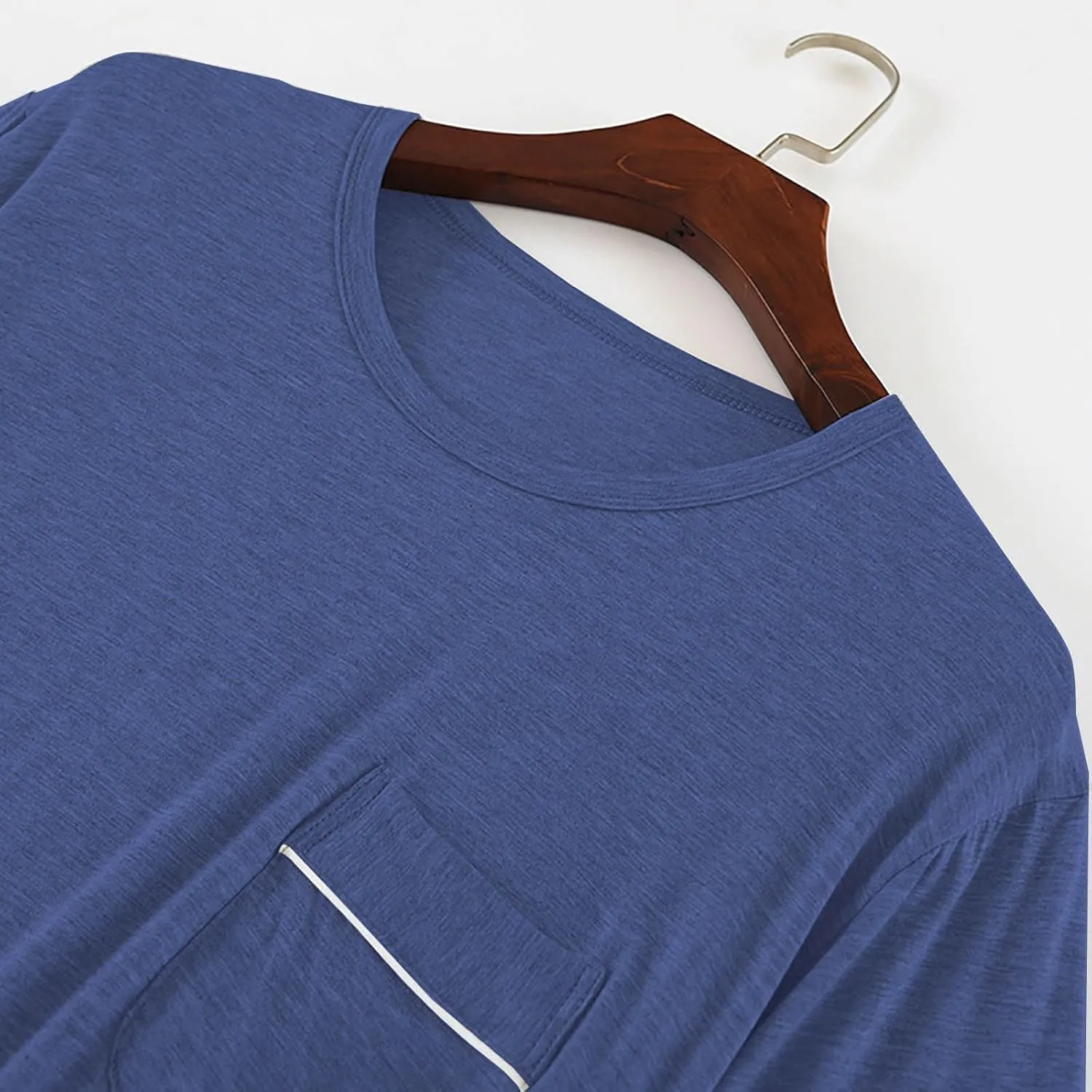 Mens Modal Cotton Lounge T-Shirt Short Sleeve Soft Lightweight Pajama Tops Round Neck Tee Top Loungewear