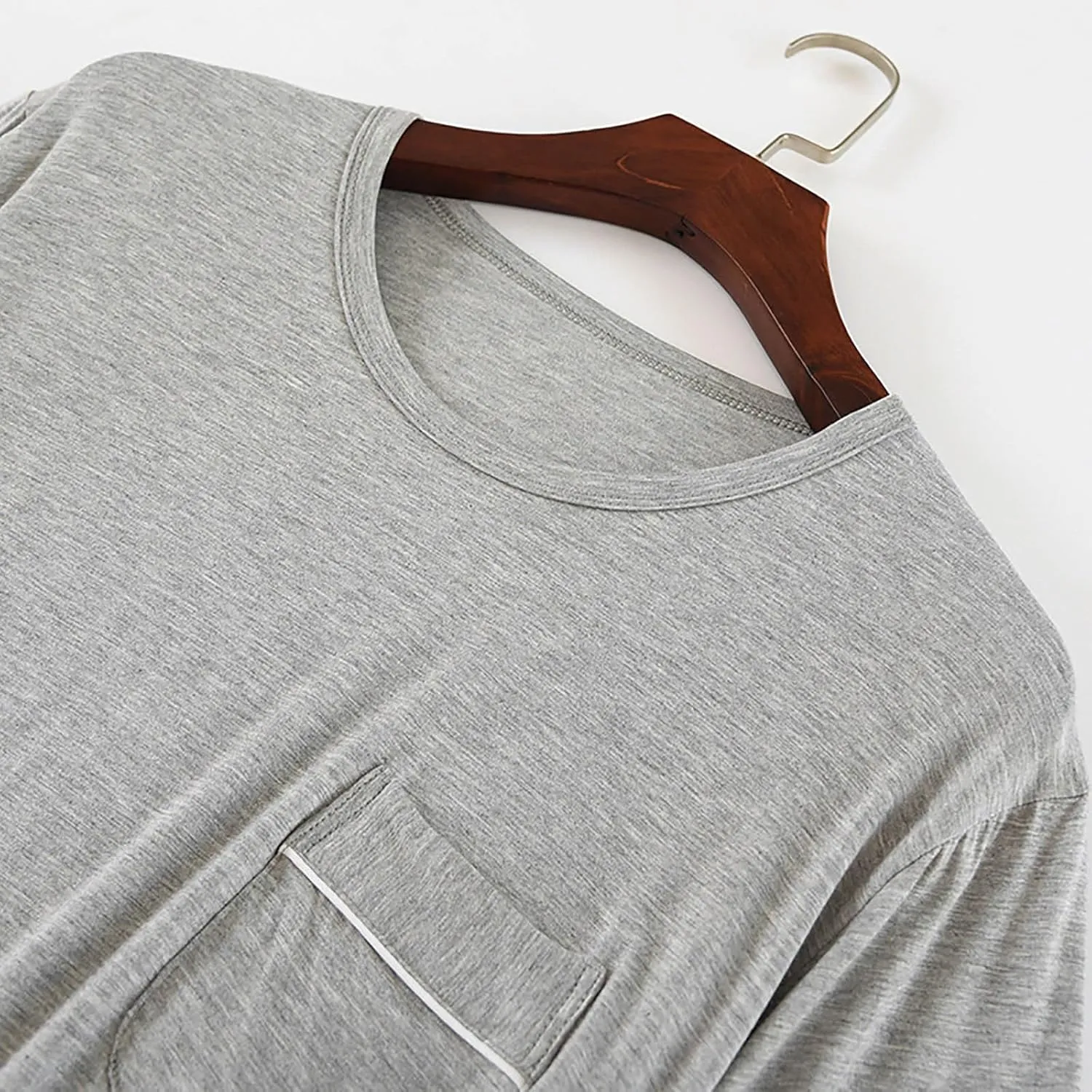 Mens Modal Cotton Lounge T-Shirt Short Sleeve Soft Lightweight Pajama Tops Round Neck Tee Top Loungewear