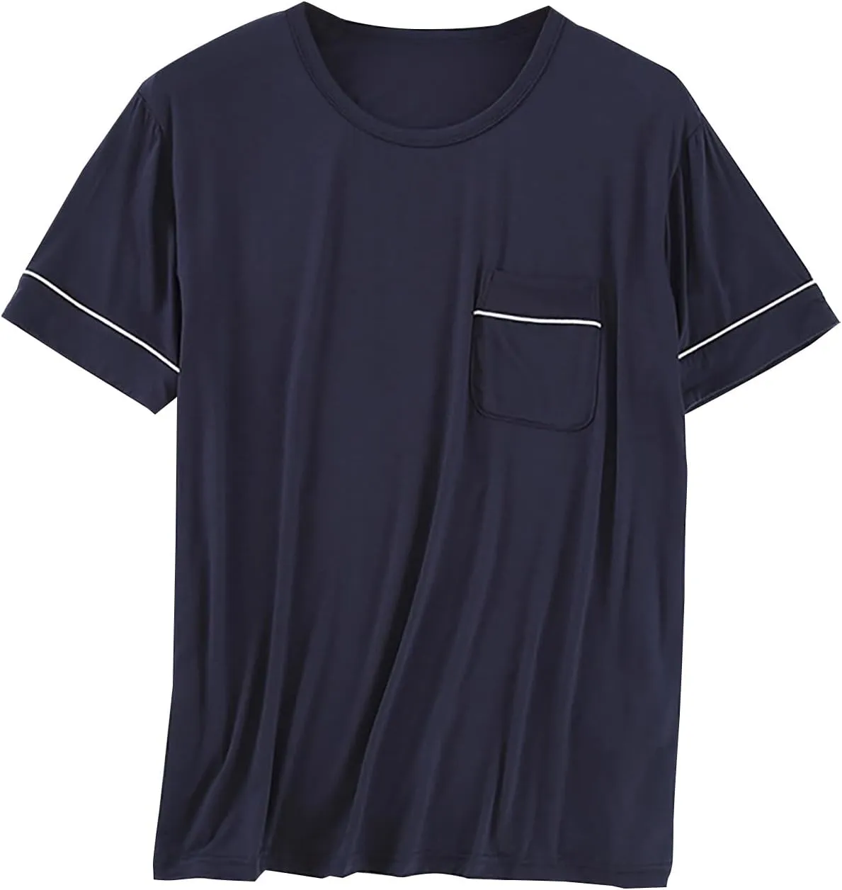 Mens Modal Cotton Lounge T-Shirt Short Sleeve Soft Lightweight Pajama Tops Round Neck Tee Top Loungewear