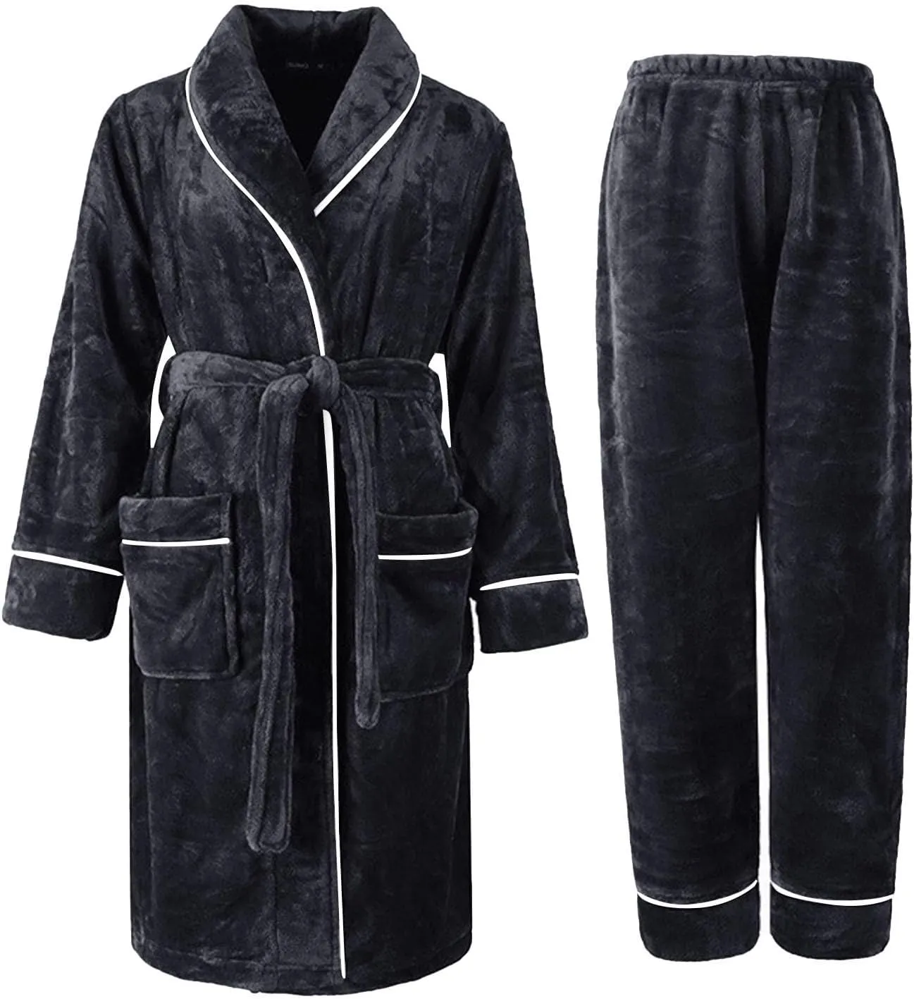 Men's Robe,Pure Cotton Robe for Men,Absorbent Bathrobe,Luxurious Fleece Terry Cloth Bathrobe with Shawl Collar