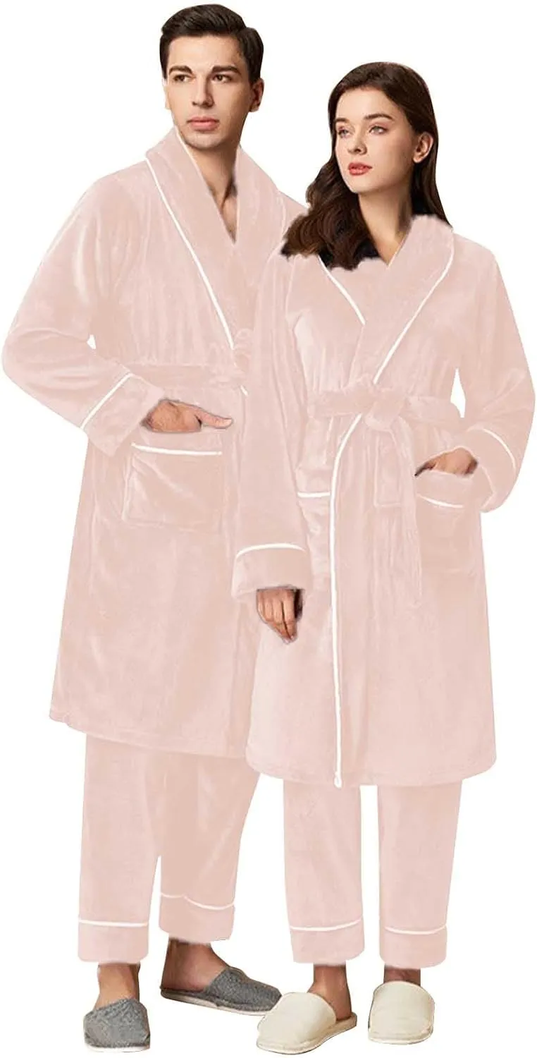 Men's Robe,Pure Cotton Robe for Men,Absorbent Bathrobe,Luxurious Fleece Terry Cloth Bathrobe with Shawl Collar