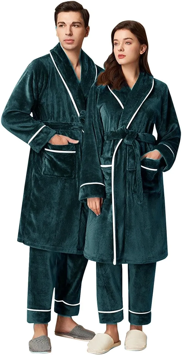 Men's Robe,Pure Cotton Robe for Men,Absorbent Bathrobe,Luxurious Fleece Terry Cloth Bathrobe with Shawl Collar