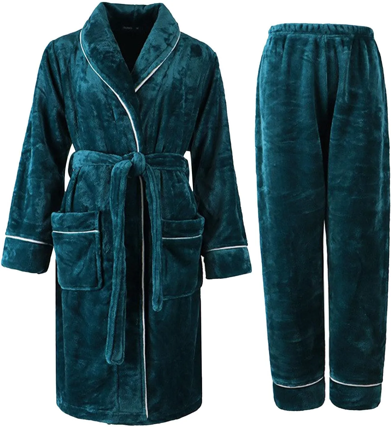 Men's Robe,Pure Cotton Robe for Men,Absorbent Bathrobe,Luxurious Fleece Terry Cloth Bathrobe with Shawl Collar