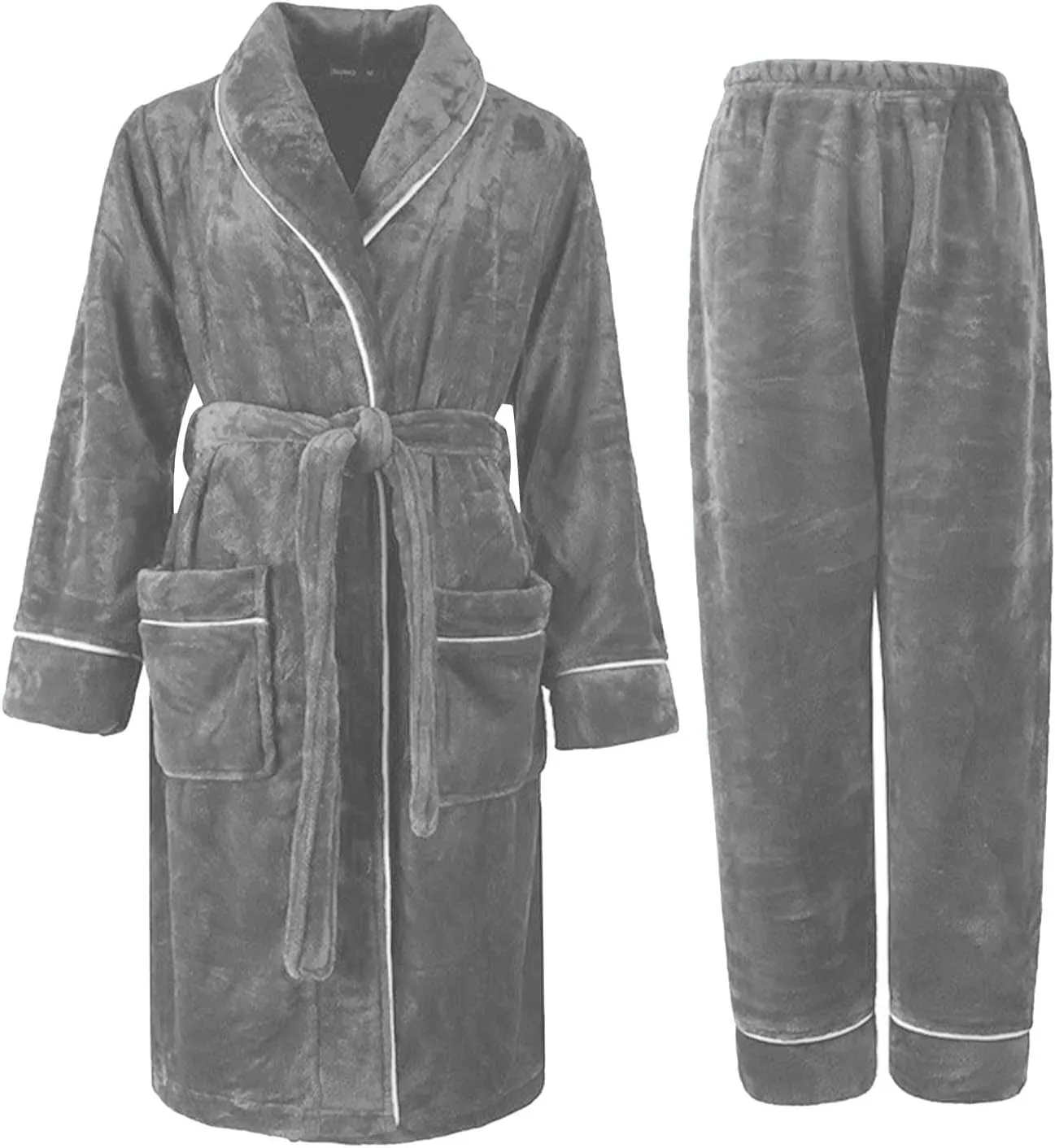 Men's Robe,Pure Cotton Robe for Men,Absorbent Bathrobe,Luxurious Fleece Terry Cloth Bathrobe with Shawl Collar