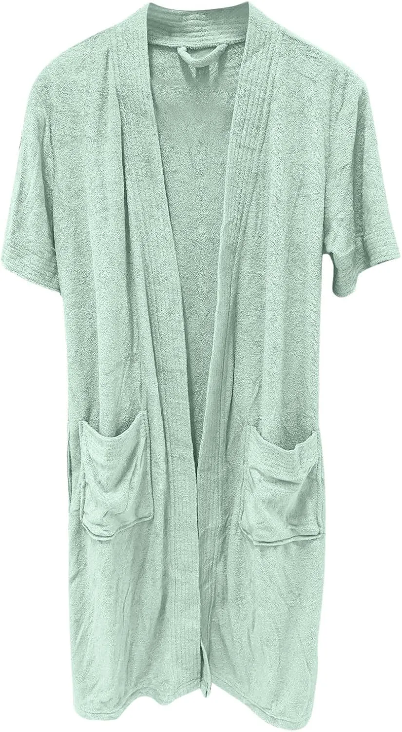Mens Robes Lightweight Knee Length Lightweight Knit Robe Short Sleeve Cotton Robe Sleepwear Winter Fuzzy Robe
