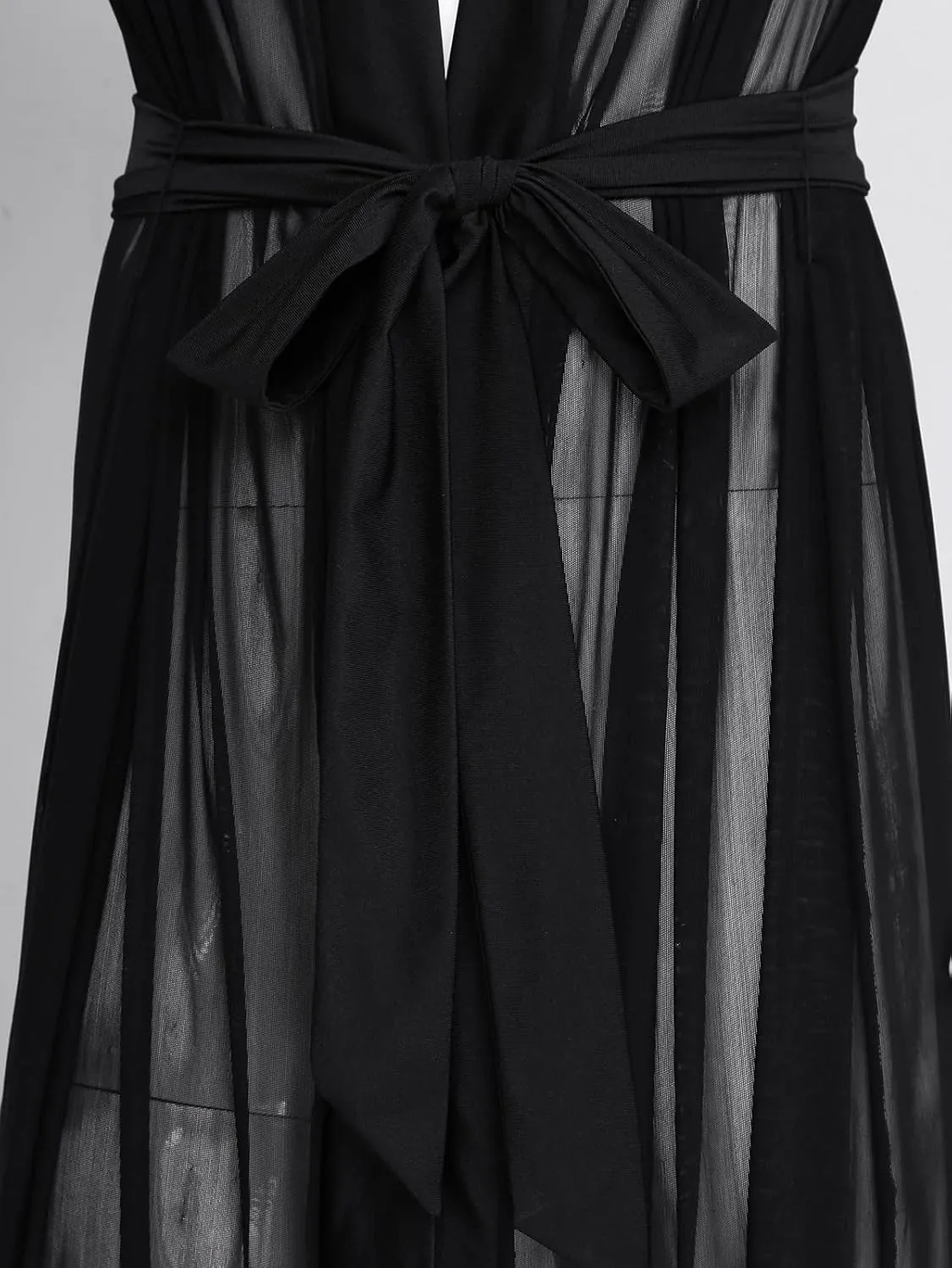 Men's Sheer Maxi Robe Open Cardigan Sexy Nightwear Home Daily Pajamas Sleepwear Long Sleeve See Through Robe