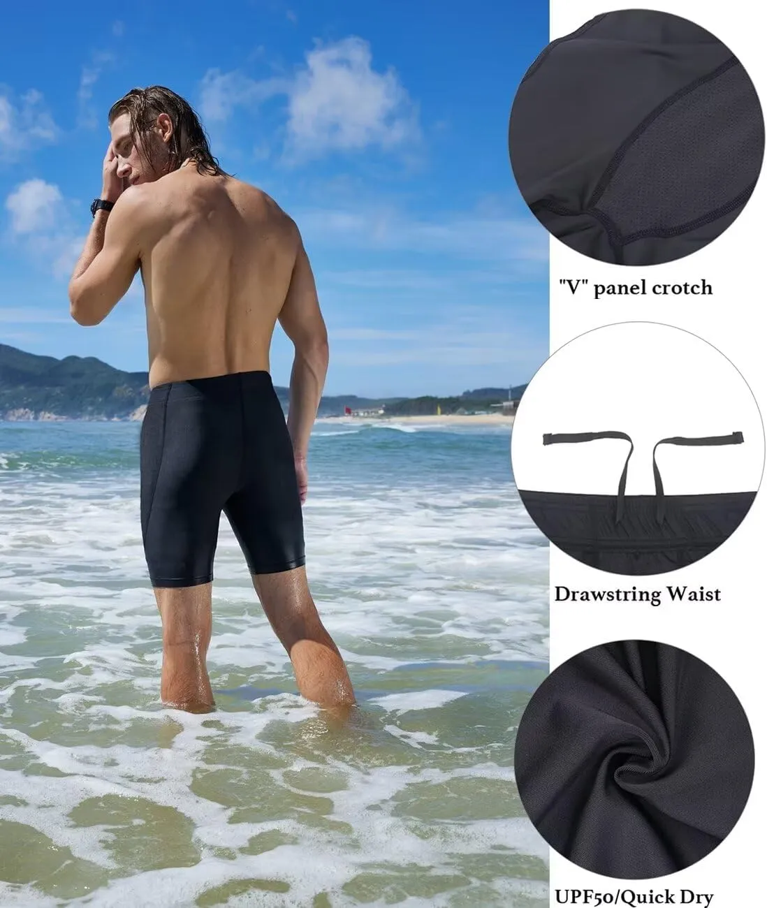 Men's Swim Jammers, Athletic Training Endurance Swimming Swimsuit Jammer Racing Competition Swimwear