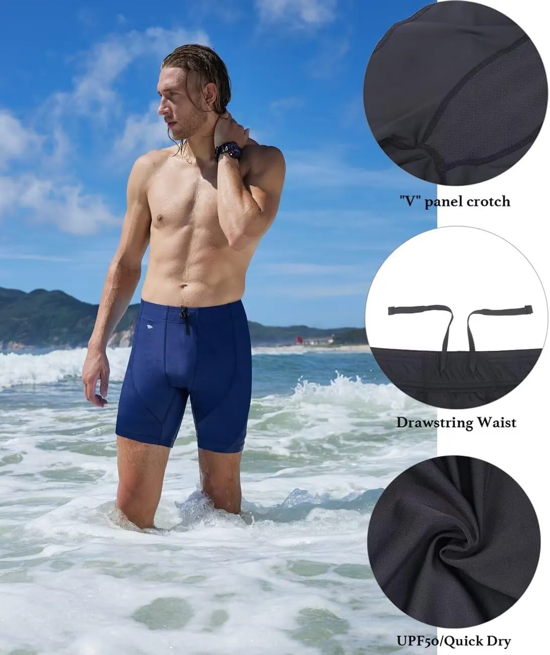 Men's Swim Jammers, Athletic Training Endurance Swimming Swimsuit Jammer Racing Competition Swimwear