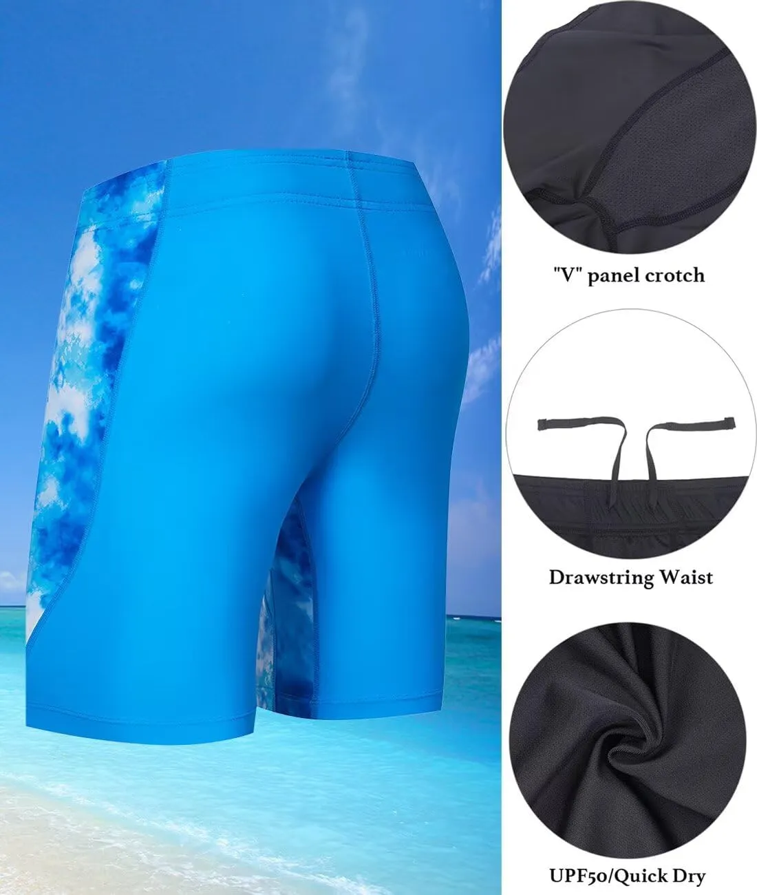 Men's Swim Jammers, Athletic Training Endurance Swimming Swimsuit Jammer Racing Competition Swimwear