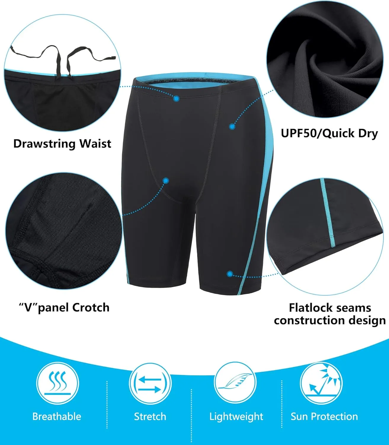 Men's Swim Jammers Competitive Athletic Swim Team Suit Training Endurance Racing Quick Dry Swimming Shorts UPF 50