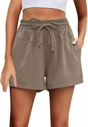 midelxp Retro Sweat Shorts Women Comfy Drawstring High Waisted Athletic Shorts Summer Cotton Gym Running Shorts with Pockets