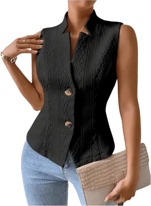 Milumia Women's Sleeveless Blazer Jackets Dressy Casual Lightweight Button Front Work Office Vest Tops