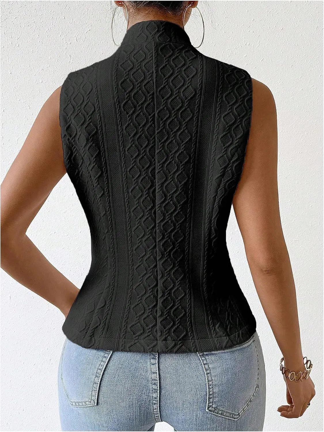 Milumia Women's Sleeveless Blazer Jackets Dressy Casual Lightweight Button Front Work Office Vest Tops