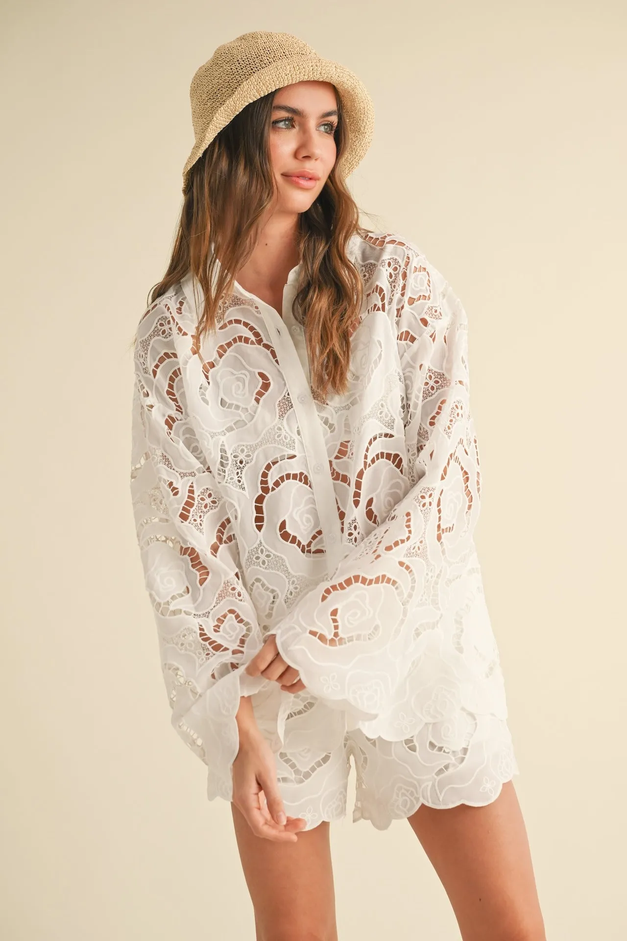 Mimi Floral Eyelet Buttondown Shirt