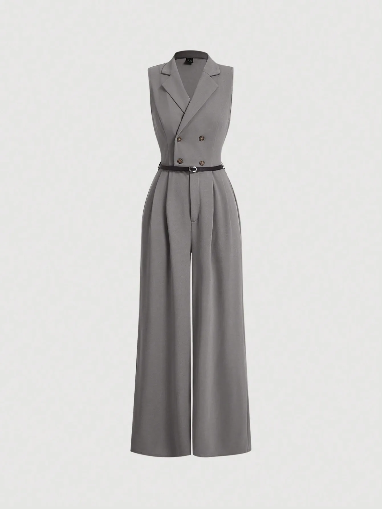 MOD Elegant Women's Khaki Jumpsuit With Blazer Collar