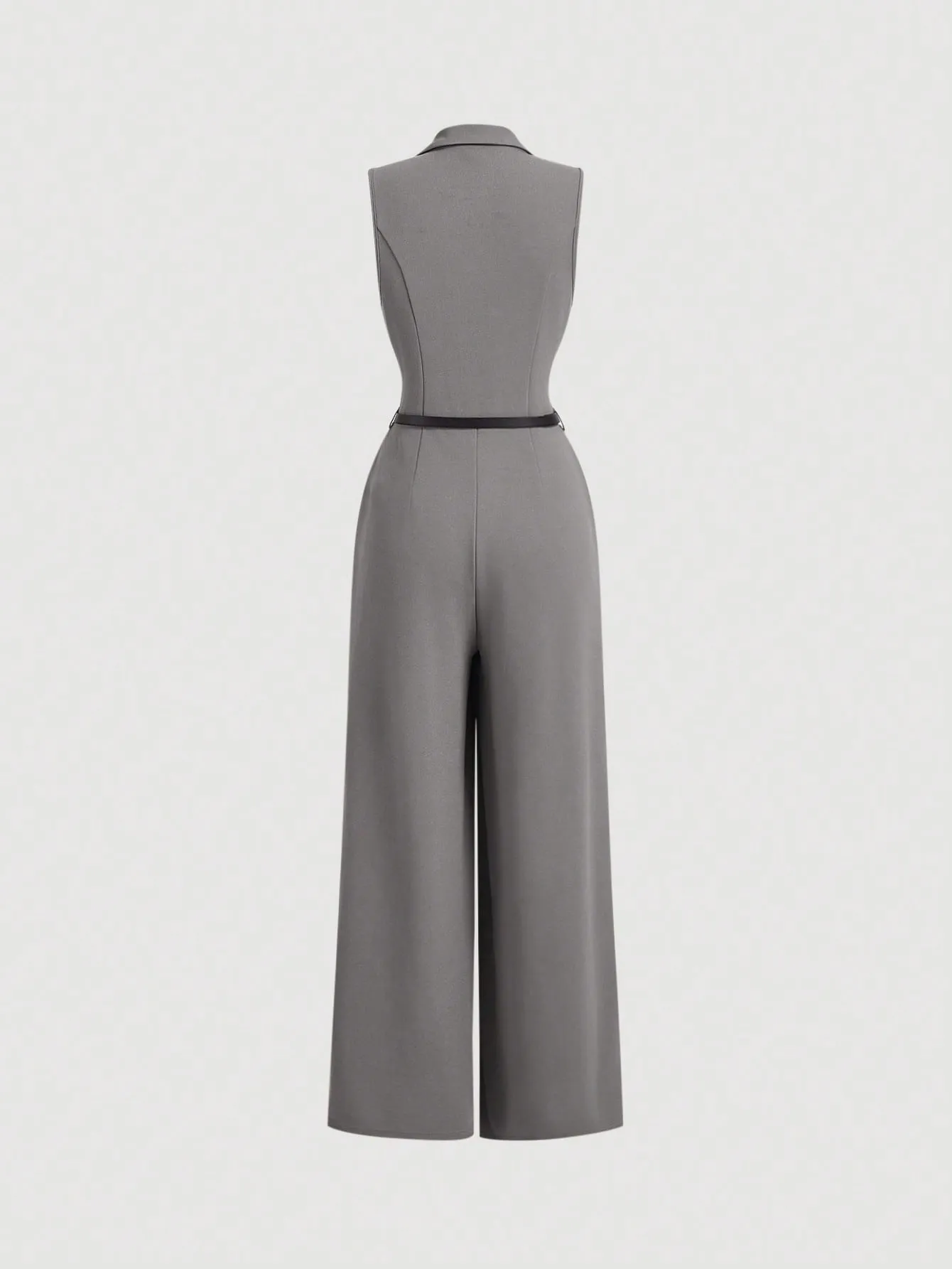 MOD Elegant Women's Khaki Jumpsuit With Blazer Collar