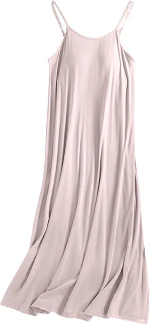 Modal Pajama Nightgowns for Women Cami Night Dress with Build-in Bra Soft Comfy Full Slip Sleepwear Summer Loungewear