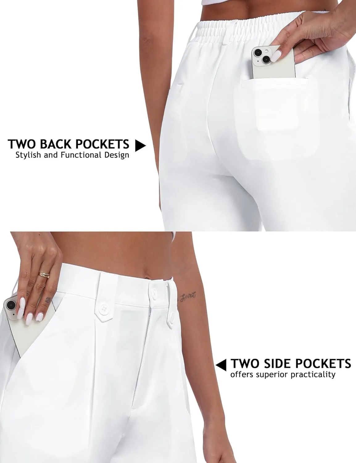 MoFiz Dress Shorts for Women Business Casual Summer Pleated Tailored Elastic Waist Work Office Trouser Shorts with Pockets