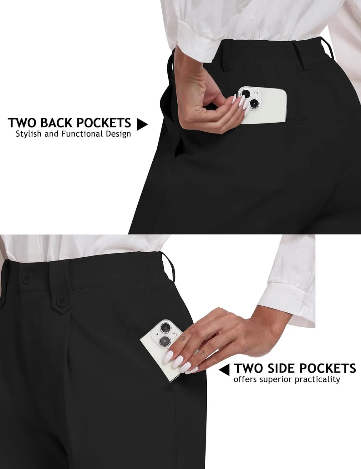 MoFiz Dress Shorts for Women Business Casual Summer Pleated Tailored Elastic Waist Work Office Trouser Shorts with Pockets