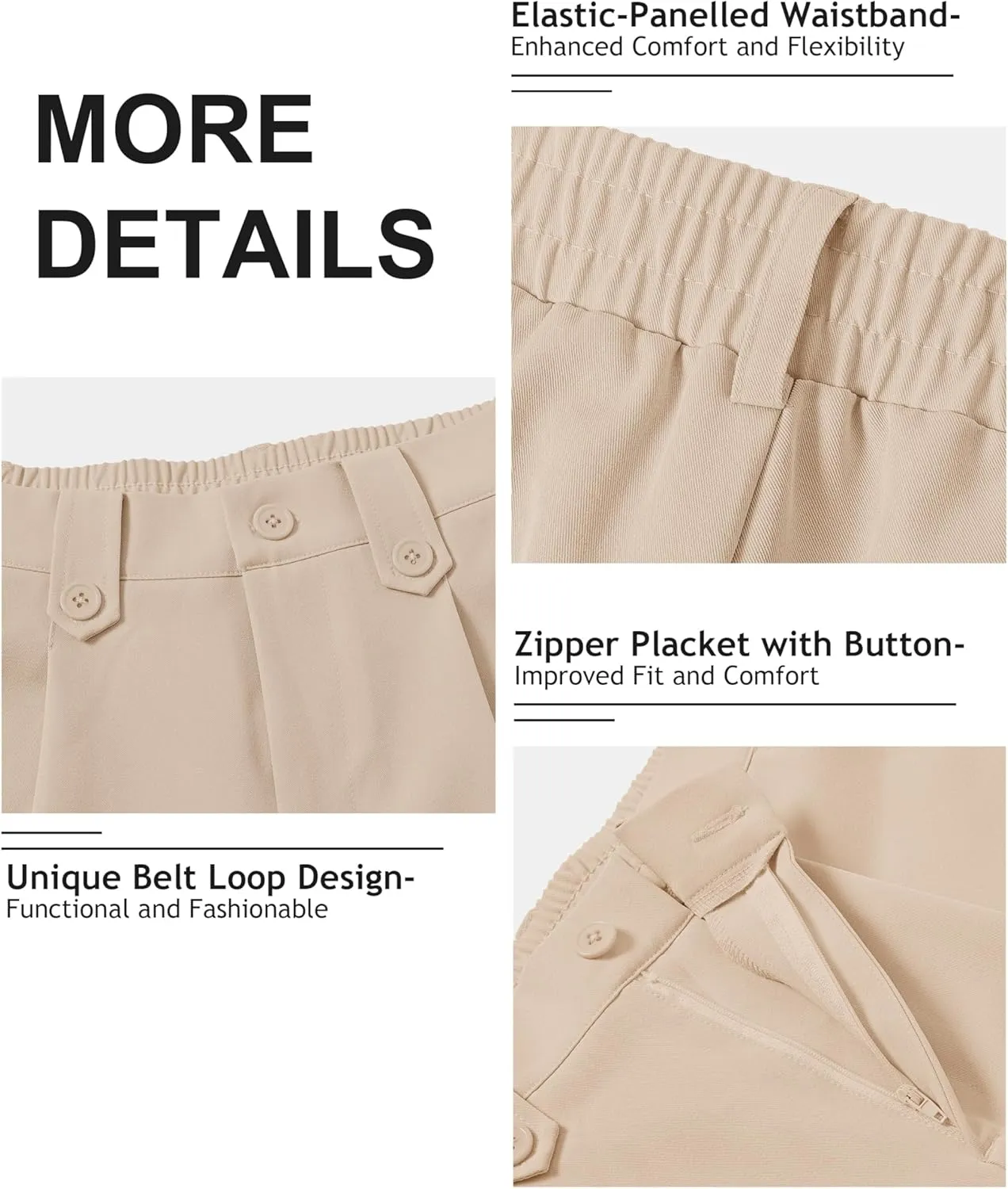 MoFiz Dress Shorts for Women Business Casual Summer Pleated Tailored Elastic Waist Work Office Trouser Shorts with Pockets