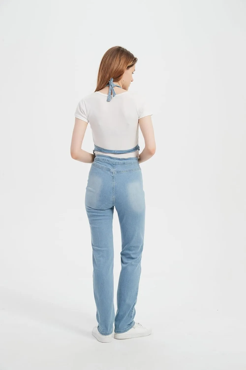Molilove Jeans Jumpsuit for Women Sleeveless Vacation Outfits One Piece Denim Jumpsuit Sexy Backless Y2k Blue Jean Rompers