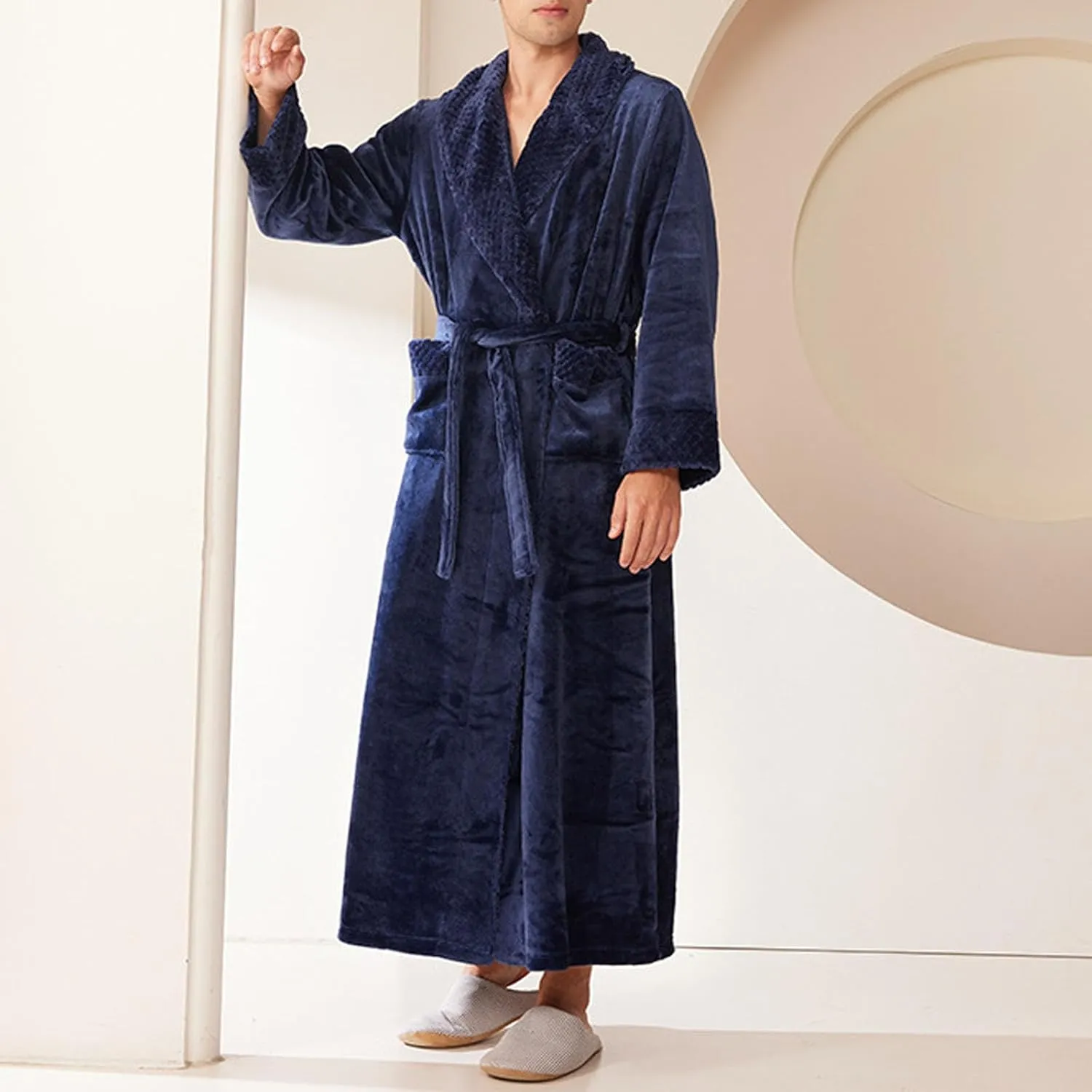 Mzkdieey Womens Plush Fleece Long Robe Flannel Warm Bathrobe Full Length Winter Housecoat Soft Cozy Nightgown Sleepwear