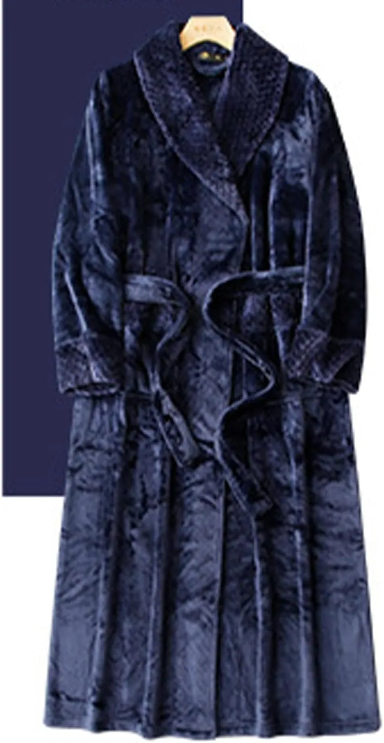 Mzkdieey Womens Plush Fleece Long Robe Flannel Warm Bathrobe Full Length Winter Housecoat Soft Cozy Nightgown Sleepwear