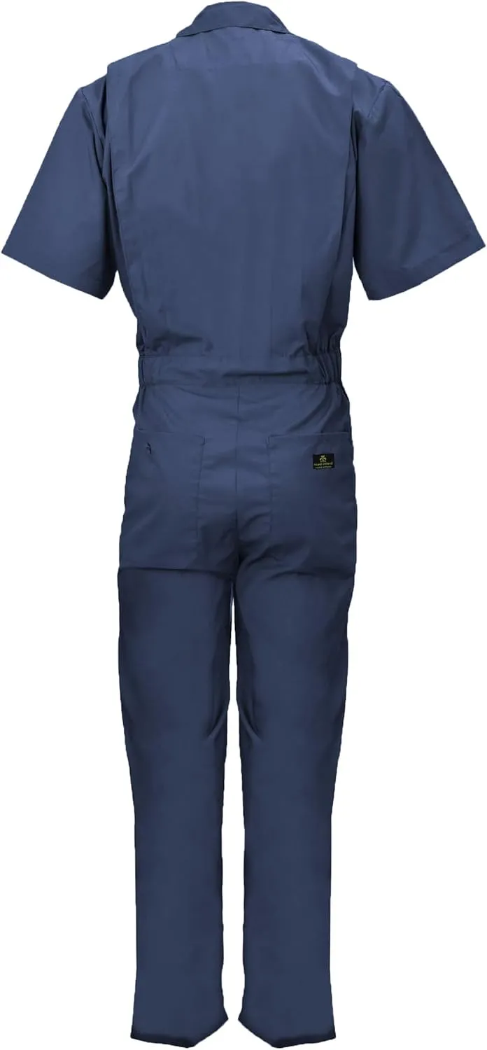 Natural Uniforms Mens Short Sleeve Zip Up Coverall, Stain and Wrinkle Resistant (Navy, XX-Large Tall)