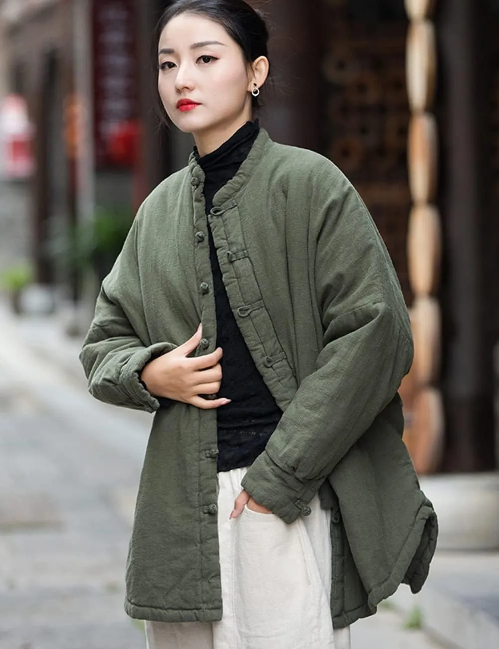 NFYM Women Quilted Jackets Long Sleeve Button Down Lightweight Casual Loose Warm Padded Winter Coat