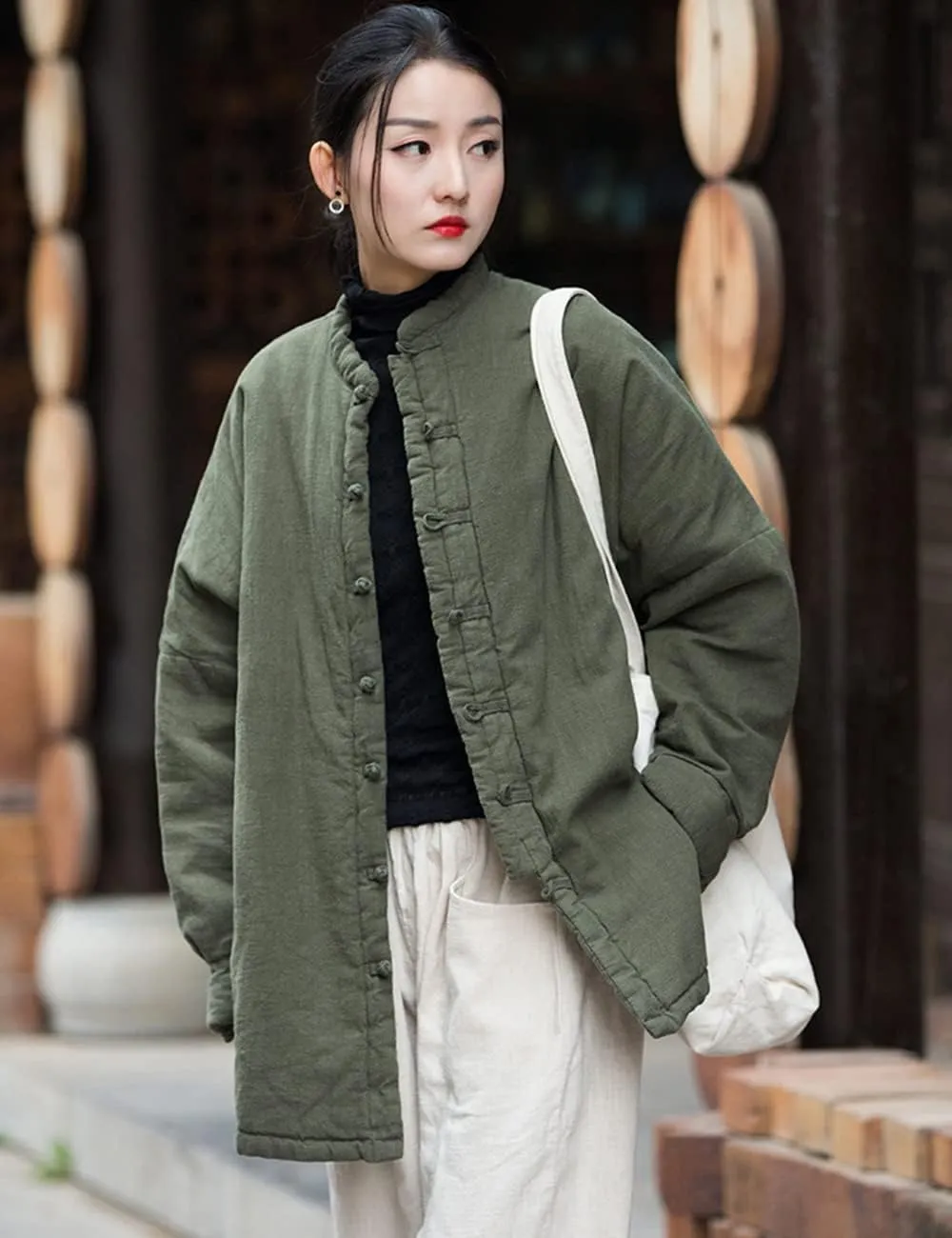 NFYM Women Quilted Jackets Long Sleeve Button Down Lightweight Casual Loose Warm Padded Winter Coat