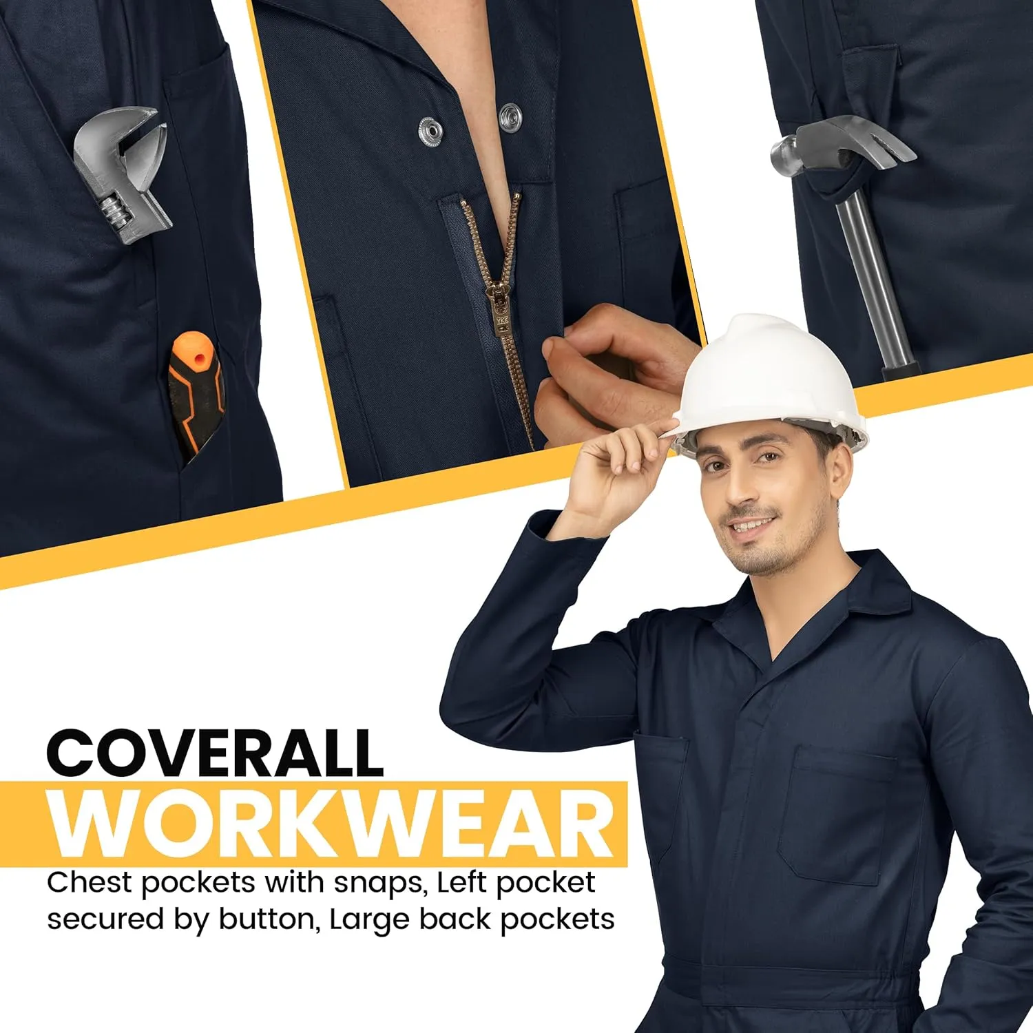 NY Threads Men??s Twill Long Sleeve Coverall Slim Fit Utility Work Wear