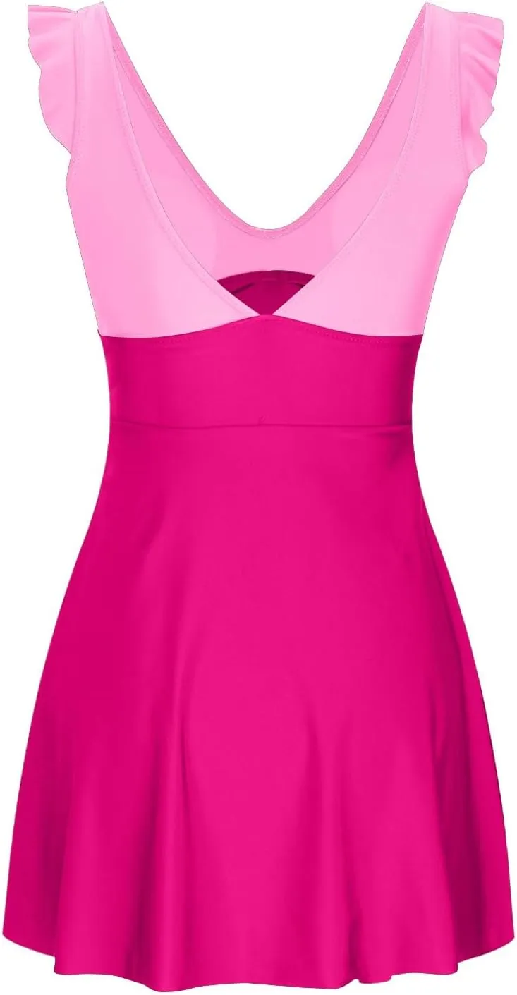 One Piece Swimdress Swimsuits for Women Tummy Control Swim Dresses Skirt Bathing Suit Athletic Skirted Swimsuit