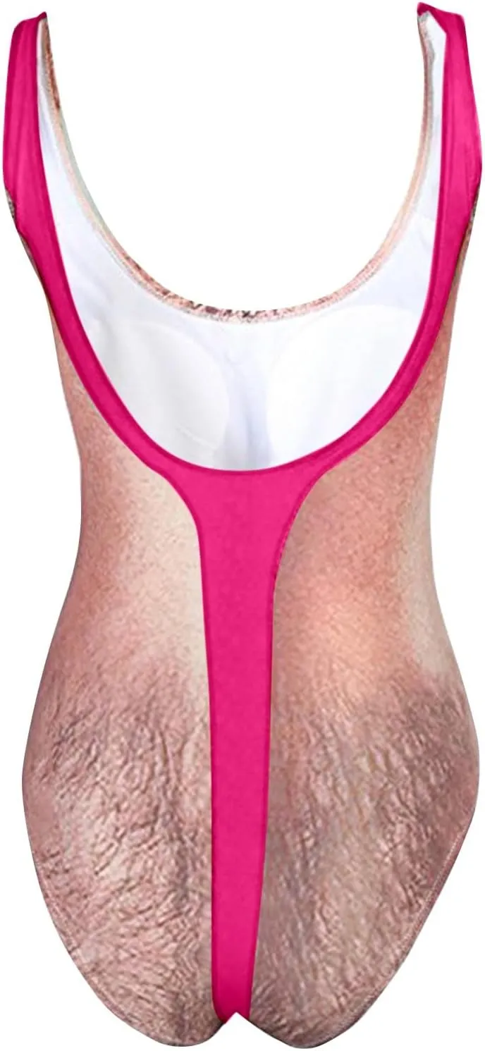 One Piece Swimsuit Funny Hairy Chest Swimwear Bathing Suit for Women Beachwear Bodysuits for Women Swimwear Novelty