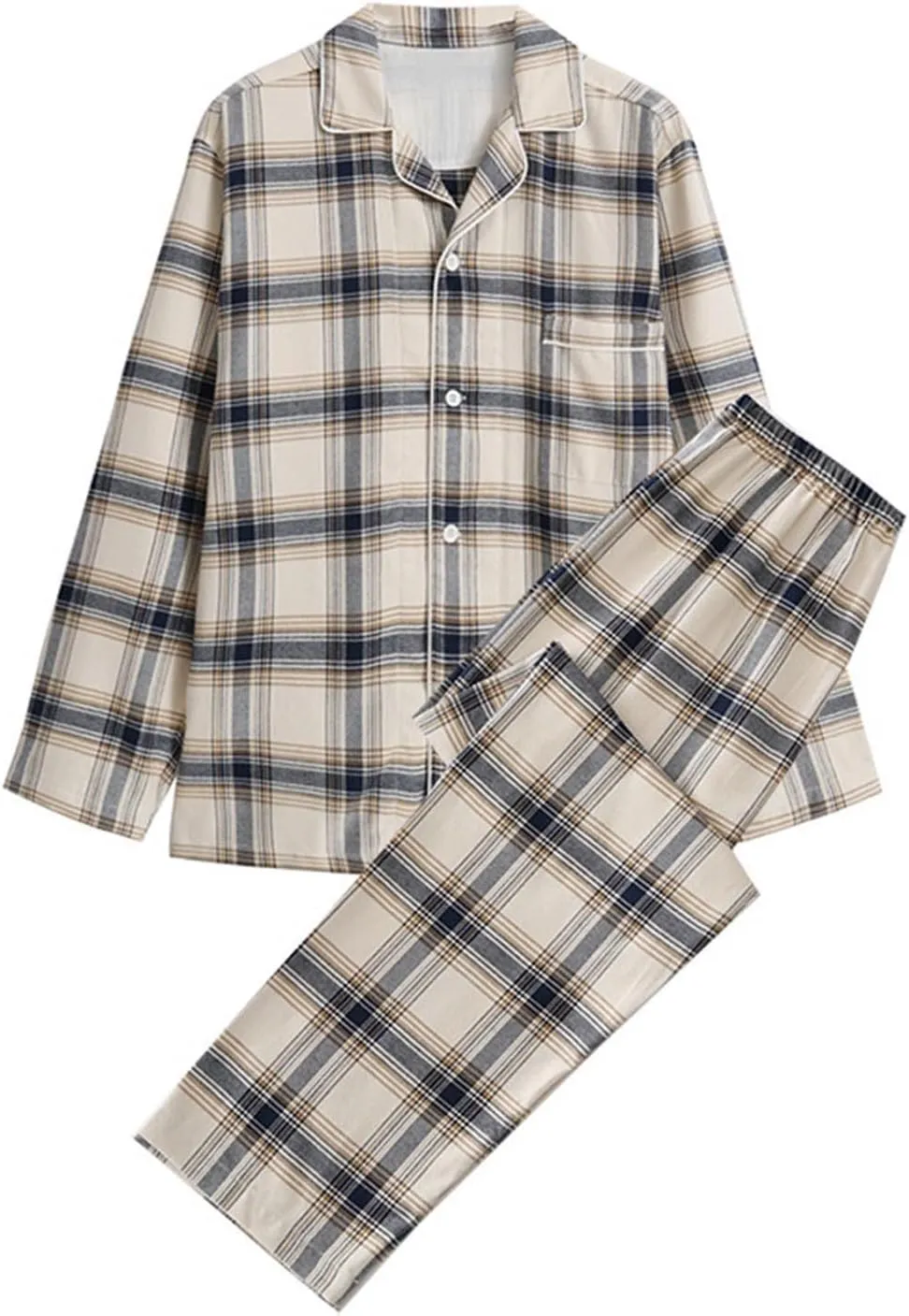 Plaid Pajama Set for Men and Women Couple Pajama Sets Long Sleeve Lightweight Soft Warm Pjs Sets 2Piece Loungewear