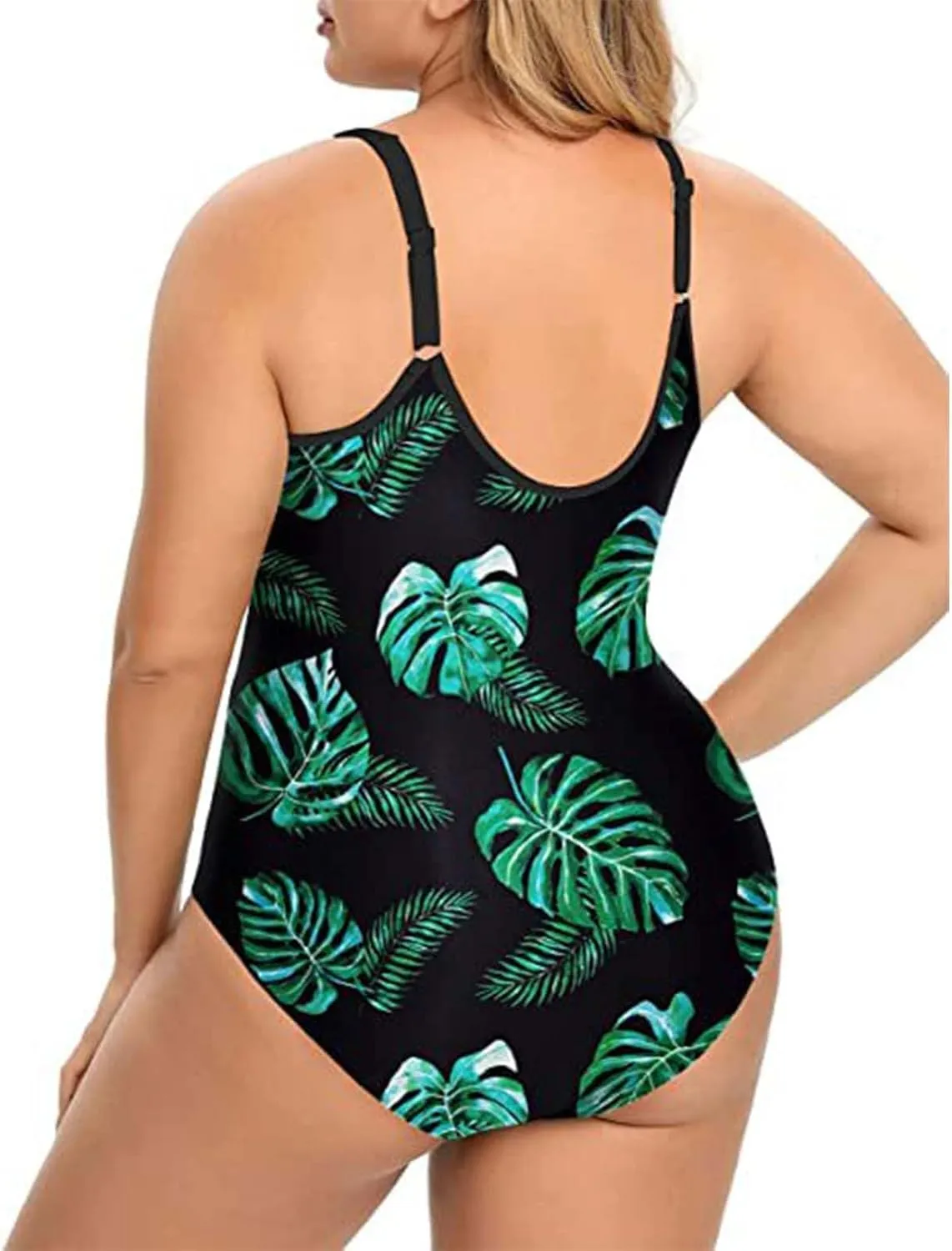Plus Size Women Zipper One Piece Swimsuit Ruched Tummy Control Zip Front Bathing Suit Adjustable Surfing Swimwear