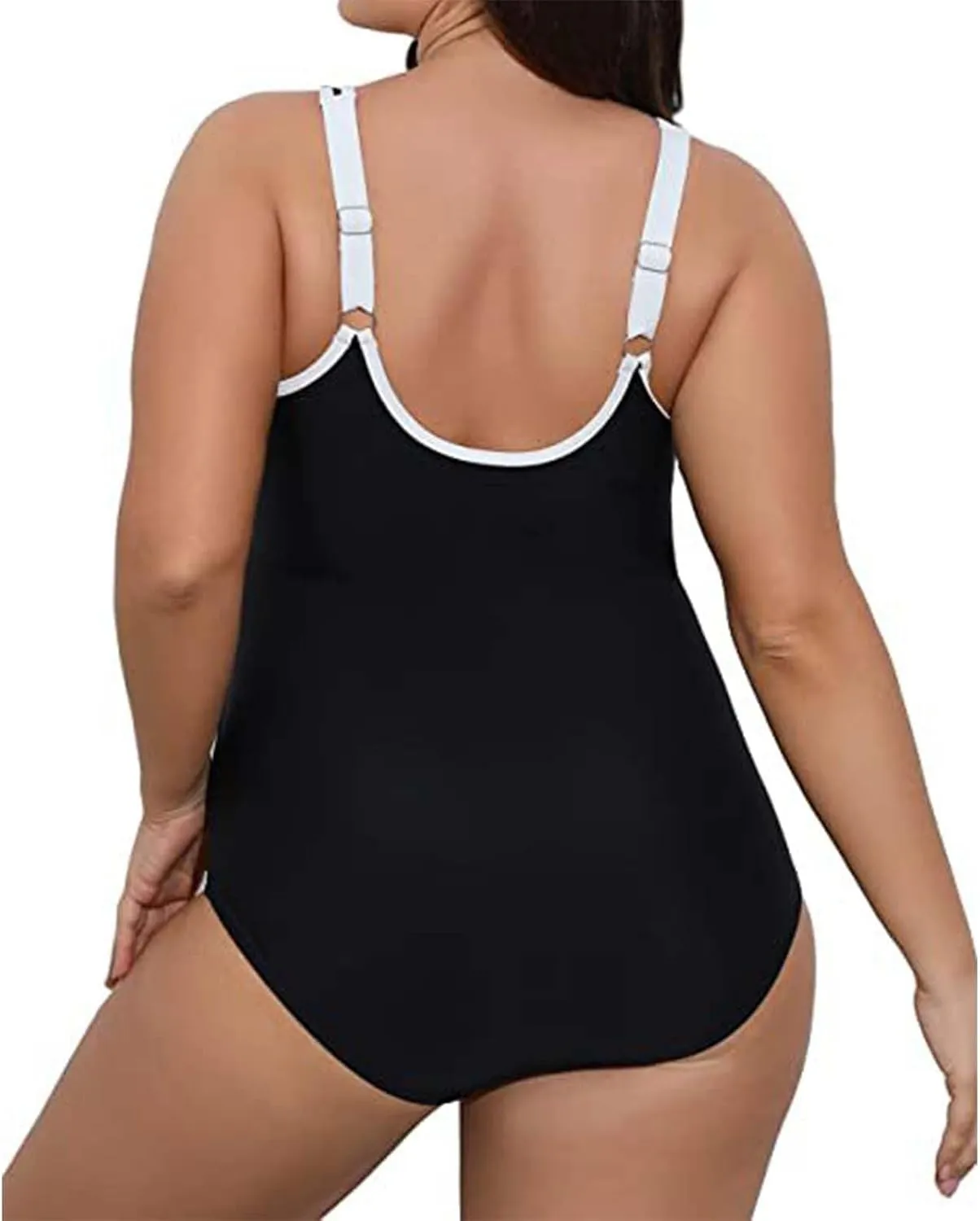 Plus Size Women Zipper One Piece Swimsuit Ruched Tummy Control Zip Front Bathing Suit Adjustable Surfing Swimwear
