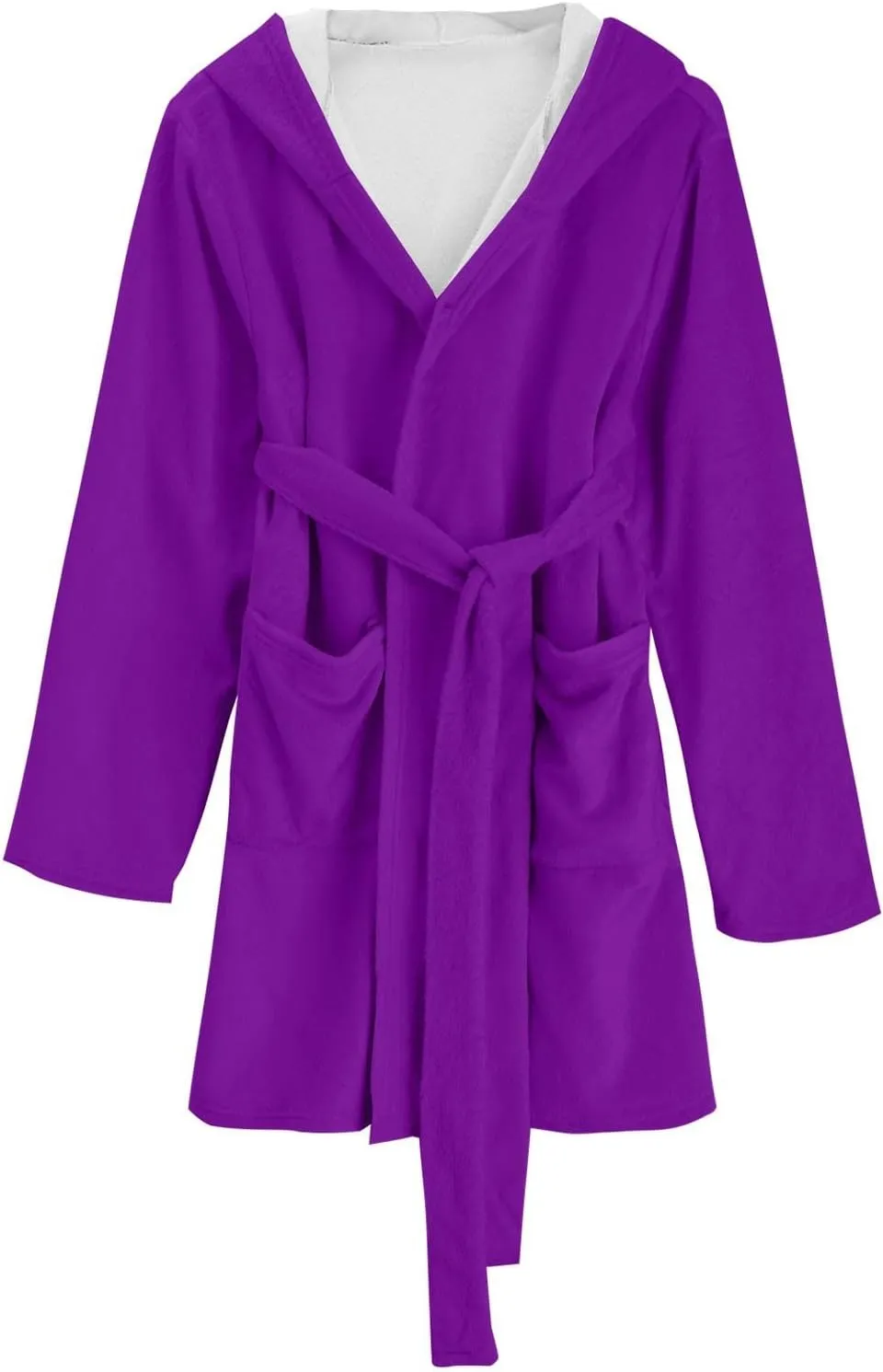Plush Long Spa Robe Bathrobes Long Sleeve Hooded Warm Short Bath Robe Sexy Fleece Sleep Robes with Pockets Plus Size