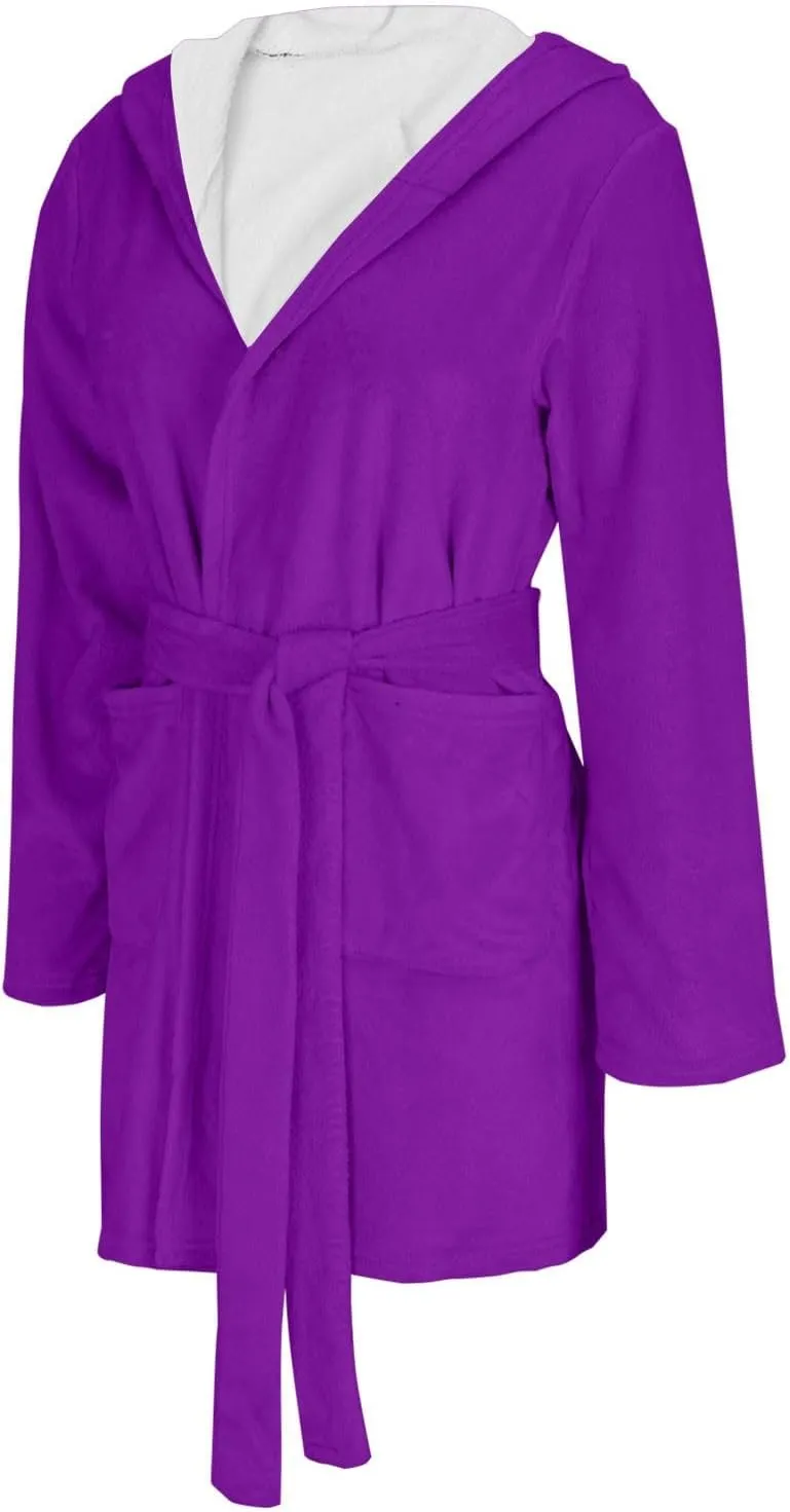 Plush Long Spa Robe Bathrobes Long Sleeve Hooded Warm Short Bath Robe Sexy Fleece Sleep Robes with Pockets Plus Size