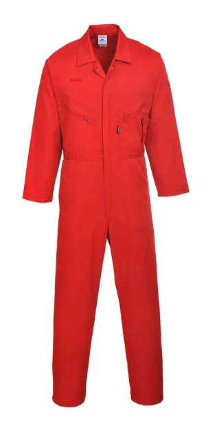 Portwest C813 Liverpool Zipper Coverall with Front Snap Closure and 2 Way Zipper, Red, X Larger