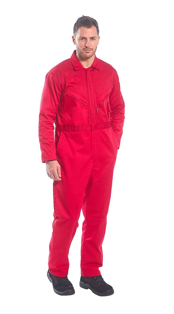 Portwest C813 Liverpool Zipper Coverall with Front Snap Closure and 2 Way Zipper, Red, X Larger