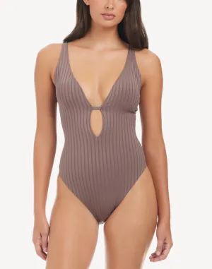 Refresh Rib Lace Back One Piece Swimsuit