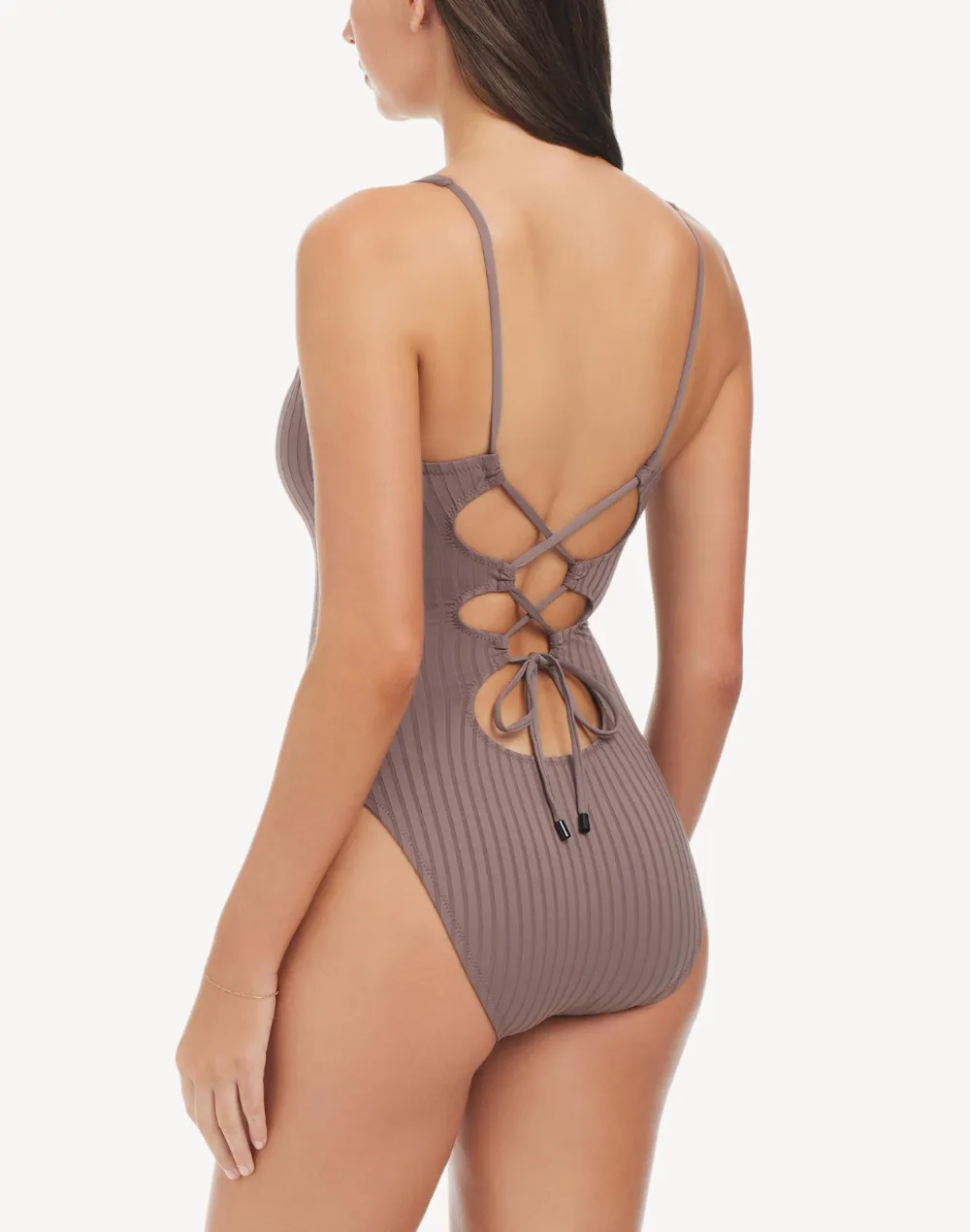 Refresh Rib Lace Back One Piece Swimsuit