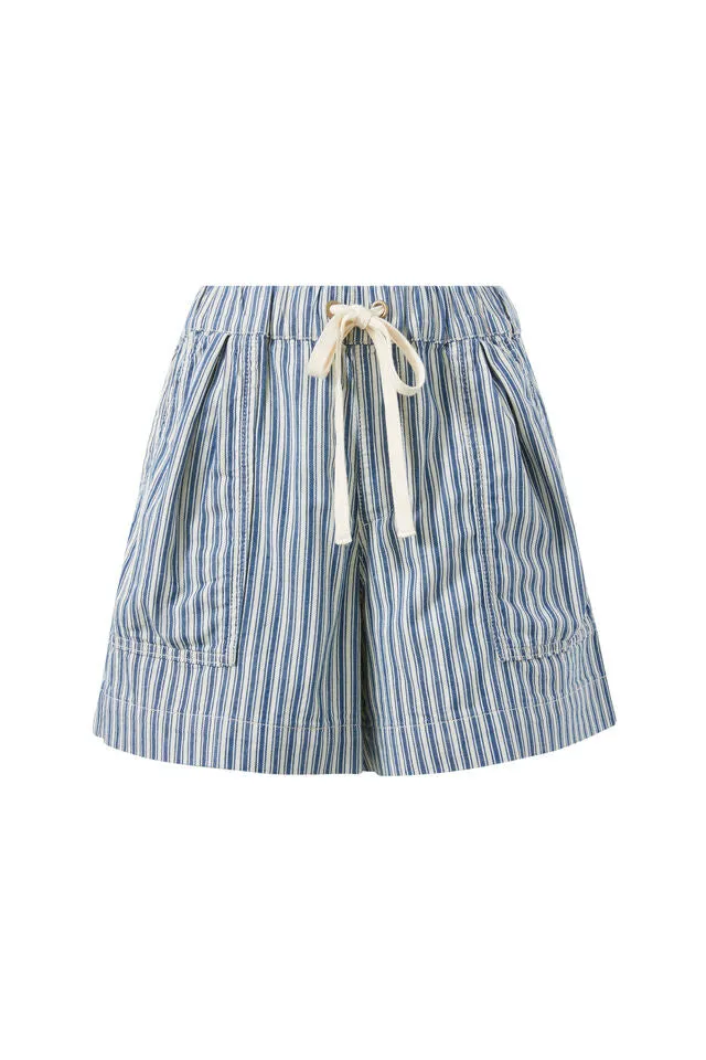 Relaxed Everyday Short - Lagoon Blue Stripe