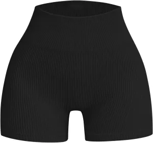 Ribbed Biker Shorts for Women Tummy Control Stretch High Waist Yoga Shorts Summer Comfy Gym Workout Athletic Shorts